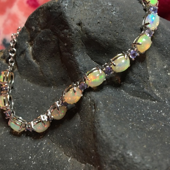 Opal and Tanzanite sz 7 1/4 - Picture 3 of 8